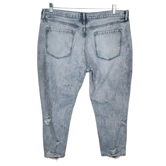 KanCan Nonstretch High Rise Ripped Boyfriend Jeans Thrashed Light Wash Denim 32 - Picture 3 of 9